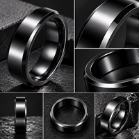 Bague en céramique noire polie JLM, bord biseauté, forme géométrique, minimaliste, unisexe, alliance résistante aux rayures, bijoux