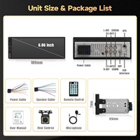Autoradio universel 1 Din 6,86 pouces avec Bluetooth, Mirrorlink, écran tactile, 7 couleurs d'éclairage, USB, FM, système audio Linux