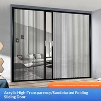 Porte pliante en aluminium avec panneau en acrylique transparent invisible, rétractable, coulissante, coupe-vent pour climatisation