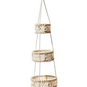 Cesta de Almacenamiento Multifuncional de Ratán Tejido a Mano de Tres Niveles, de Gran Calidad, para Hogar o Restaurante, Ecológica y Montable en la Pared - Product Image 1