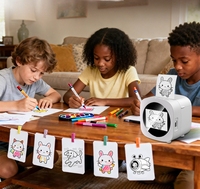 2026 Mainan Anak Baru AI Mini Sticker Printer Interaktif Dikendalikan Suara Portabel Pembuat Stiker Tanpa Tinta Hadiah Natal