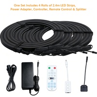 Bande LED acoustique noire IP67 encastrée, lumière douce cachée, contrôle intelligent par télécommande/Wi-Fi, variateur d'intensité, pour mur moderne en bois lamellé