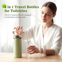 Botol Kosmetik Portabel 4 in 1 Anti Bocor, Wadah Perlengkapan Mandi, Warna Kustom, Logo Embos, Mendukung Cetakan Pribadi