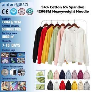 Индивидуальная этикетка с логотипом унисекс 420gsm тяжелый хлопок спандекс пуловер толстовка с капюшоном для печати - Product Image 1