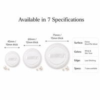 JLY Houpette de maquillage ronde en velours à poils courts et denses pour poudre libre, poudre fixatrice et blush, avec surpiqûres en dentelle