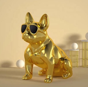 Gafas Retro Escultura de Bulldog Francés con Collar Extraíble-Decoración Moderna PARA EL Hogar para Amantes de Mascotas y Cafés - Product Image 1