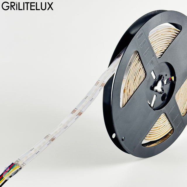 RGB+CT COB LED Strip 24V 840 LEDs 25W High Density IP20 Copper for Luxury Living Room Ceiling Cove Lighting
