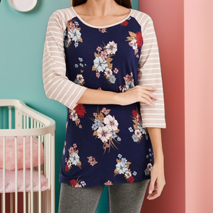 Cómoda camiseta de Enfermería de maternidad Jersey floral para amamantar Ropa de verano - Product Image 1