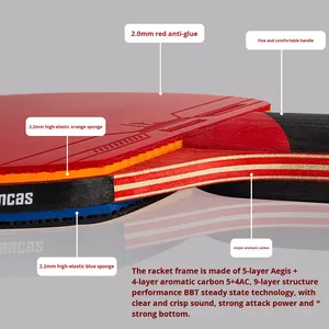 <span class=keywords><strong>Raquette</strong></span> de tennis de table professionnelle 9 <span class=keywords><strong>8</strong></span> 6 5 étoiles, horizontale et verticale, en carbone véritable, double face, caoutchouc à picots adhésif de haute qualité - Product Image 3