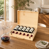 Boîte à vin en bois de luxe avec logo personnalisé, coffret cadeau pour 6 bouteilles de whisky, boîte en bois pour baril de liqueur, emballage professionnel en gros