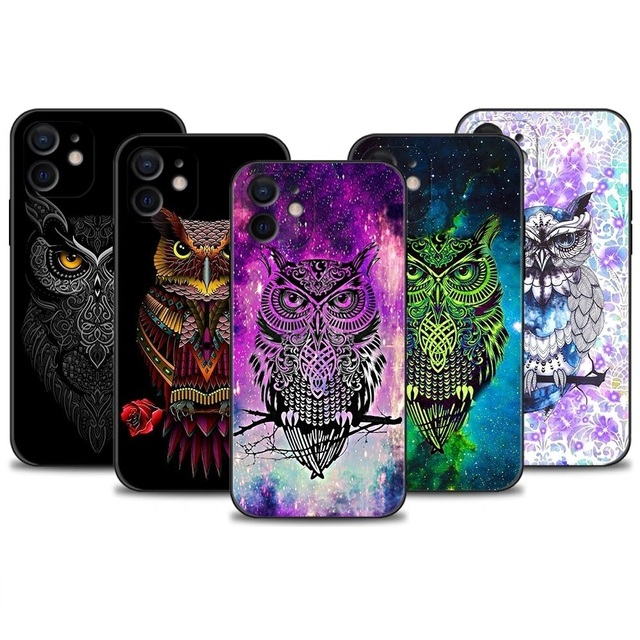 Animal Owl Silicone Soft Case for 11/12/13/14/15 Pro Max Xs TPU UV Printing Print Cover for iPhone 14 Pro Max