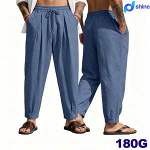 <span class=keywords><strong>Pantalon</strong></span> décontracté pour homme en coton et <span class=keywords><strong>lin</strong></span> respirant, coupe droite, <span class=keywords><strong>taille</strong></span> mi-haute, ample, avec cordon de serrage – Meilleure vente - Product Image 1