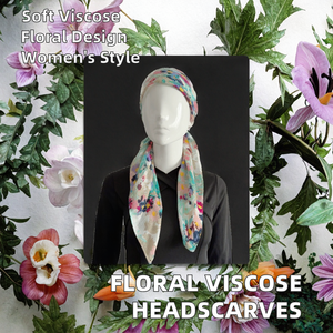 وشاح رأس نسائي مطبوع عليه زهور بلون الربيع وشاح قطني بشعور فسكوزي وشاح مطبوع إكسسوار أنيق - Product Image 3
