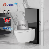 Sistema de descarga de inodoro de vidrio de alta calidad para baño, cisterna de vidrio montada en la pared con juego de pistola pulverizadora para bidé de inodoro