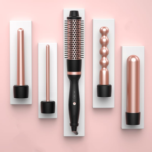 Lisseur de cheveux professionnel 5-en-1 en céramique magique PTC LED avec têtes interchangeables, outil électrique portable pour la maison - Product Image 1