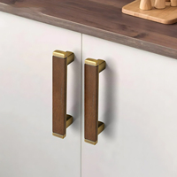 Pegangan dan Kenop Pintu Lemari Dapur Modern, Furnitur Kayu Walnut Hitam