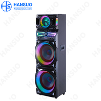 Speaker Karaoke Portabel Dual 15 inci 100-300W Daya Tinggi USB RGB LED HS-TD15A9