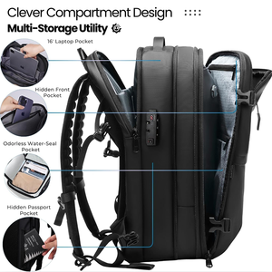 Mochila de Compresión al Vacío con Candado TSA, Suministro de Fábrica OEM, Mochila de <span class=keywords><strong>Viaje</strong></span> con Compresión de un Clic <span class=keywords><strong>para</strong></span> Llevar <span class=keywords><strong>en</strong></span> <span class=keywords><strong>Avión</strong></span> - Product Image 2