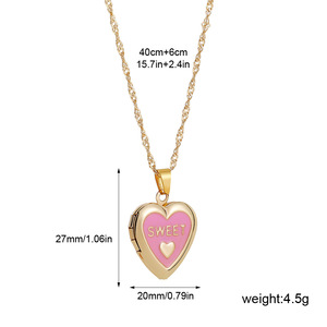 Collier Pendentif Cœur Rose LOVE en Acier Inoxydable Plaqué Or 18K Style Européen et Américain, Cadre Photo Médaillon Chaîne Clavicule pour Photo d'Animal <span class=keywords><strong>de</strong></span> Compagnie - Product Image 2