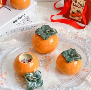 Tarro de cerámica <span class=keywords><strong>Dajidali</strong></span> Naranja Fruta Vela perfumada Vela en forma de naranja - Product Image 4