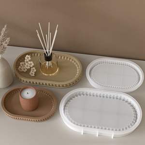 แม่พิมพ์ซิลิโคนแผ่นยิปซั่มอโรม่าถาดลูกปัดทรงรีแบบทำมือแม่พิมพ์เรซินสำหรับตกแต่ง - Product Image 4