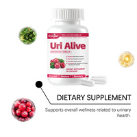 Uri Alive Triple Action Capsules de soutien urinaire à la canneberge 60 gélules D-Mannose Bacillus Subtilis Prébiotique Vitamines Soutien Urinaire