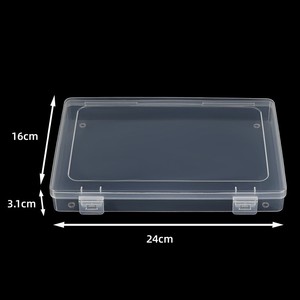 Transparent <b>Plastic</b> Storage Box 24x16x3.1cm Covered Desktop Organizer For Jewelry Tools Parts Hardware - Product Image 1