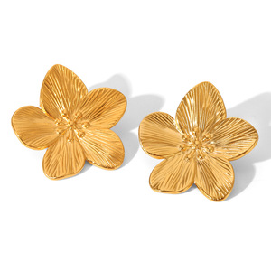 KITI Renkli Zirkon Çiçek Desenli Karışık Metal Yaprak Tasarımlı Paslanmaz Çelik Zarif Moda Kadın Küpe - Product Image 4