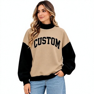Sweat-shirt pour femme, fabriqué en usine, couleur personnalisée, coupe ample, col montant, tissu polaire, longueur standard. - Product Image 1