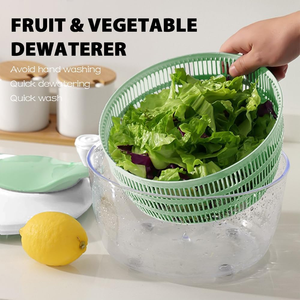 Essoreuse à salade manuelle en acier inoxydable et plastique écologique pour fruits et légumes, pour la cuisine et la table - Product Image 6