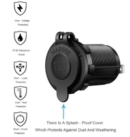 Prise allume-cigare 12V/24V pour moto, voiture, bateau, prise d'alimentation étanche, prise noire, indicateur LED, USB-A/USB-C, charge rapide