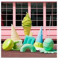 Location d'événements festifs : Statue géante en fibre de verre en forme de cornet de glace, sculpture en résine de bonbons et sucettes, accessoires de donuts