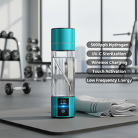Bouteille d'eau à hydrogène SPE PEM Tech, concentration de 5000 PPB, charge rapide sans fil, nettoyage UV-C, 300 ml, voiture, extérieur, maison