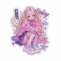 Autocollant personnalisé avec logo de fille anime, couleurs vibrantes, résistant aux UV, découpe numérique, impression manga, autocollants en vinyle PVC imperméables et mignons