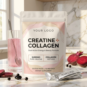 Poudre de protéines, collagène et créatine en sachets individuels, 5000 mg de créatine avec racine de betterave pour le soutien musculaire et la beauté - Product Image 1