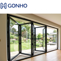Porte pliante en aluminium à rupture de pont thermique GONHO, double vitrage, porte patio pliante en verre pour projets résidentiels de villas