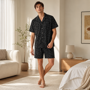 <strong>Clothing</strong> Manufacture Plus Size Leopard Print <strong>Home</strong> Loungewear Casual <strong>Men's</strong> Two-Piece Set Summer - Product Image 3