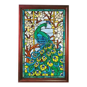 Decoración de Pared o Ventana de Vidrio Tiffany Hecha a Mano con Diseño de Pavo Real, Sólida, de 17 mm de Grosor, Personalizable - Product Image 3