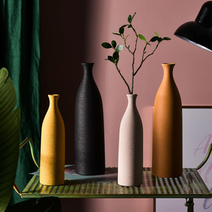 Vaso per Fiori in Ceramica Effetto Seta Nordico Morandi, Ecologico, Opaco, Decorazione con Fiori Secchi, Moderno Minimalista Creativo per Interni - Product Image 1