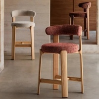 Tabouret de bar en bois de frêne massif blanc de style français, avec dossier et pieds hauts, pour comptoir de cuisine ou salle à manger à domicile