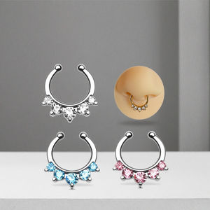 सेप्टम भेदी क्रिस्टल क्लिप पर नकली सेप्टम क्लोकर नाक नाक की अंगूठी गैर भेदी बॉडी गहने थोक - Product Image 6