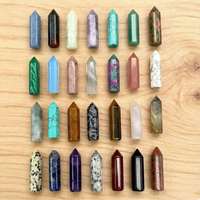 Vente en gros : Tour de cristal de guérison 32*8mm, baguette de cristal naturel multicolore mélangé (quartz rose, améthyste)
