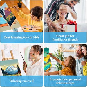 Paquete de 4 paquetes de 8x12 pulgadas <span class=keywords><strong>paisaje</strong></span> adulto Diy pintura por números Kits en lienzo Parque pintura por números lienzo dibujo con pinceles - Product Image 5