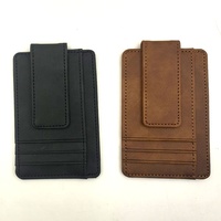 Porte-cartes à rabat en cuir PU noir, personnalisable avec logo en relief, étui fin pour cartes de crédit avec fenêtre d'identification – Fournisseur d'usine