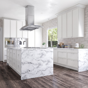 Armoire moderne design de luxe à profil en <span class=keywords><strong>gola</strong></span> et ensemble d'armoires de cuisine en contreplaqué de PVC prêt à assembler - Product Image 1