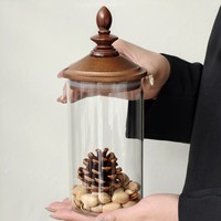 Tarros de Vidrio Redondos de Diseño con Punta, de Grado Alimenticio, Estilo Retro Europeo, para Granos, Tarro de Café de Alta Gama con Tapa de Bambú