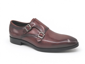 Chaussures habillées marron pour hommes à double boucle, en cuir véritable, avec bout capuchonné et boucle métallique, idéales pour mariage, bureau et affaires - Product Image 3