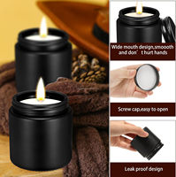 Pot à bougie en verre vide noir mat de 100 ml avec couvercle en métal - En stock avec emballage individuel en boîte en papier