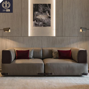 Sofá Tapizado de Tela Texturizada, Grueso, Profundo y Ancho, de Lujo, para Apartamento, Penthouse, Residencia, Salón Boutique, Estilo Urbano - Product Image 3