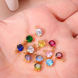 Breloques rondes en zircon 3A de 5 mm, pendentifs en acier inoxydable, accessoires pour la fabrication de bijoux DIY - Product Image 5